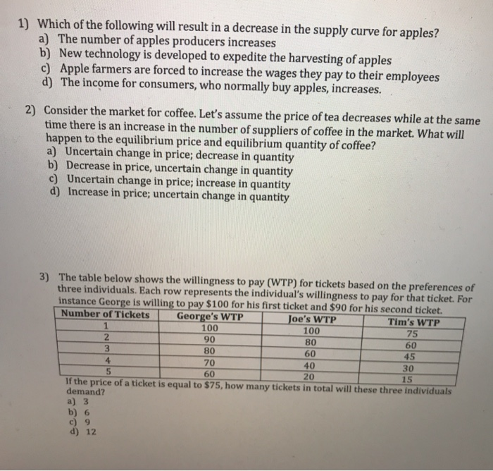 Solved 1) Which of the following will result in a decrease | Chegg.com