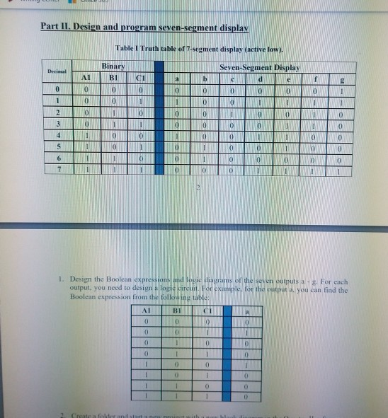 Solved Part II. Design and program seven-segment display | Chegg.com