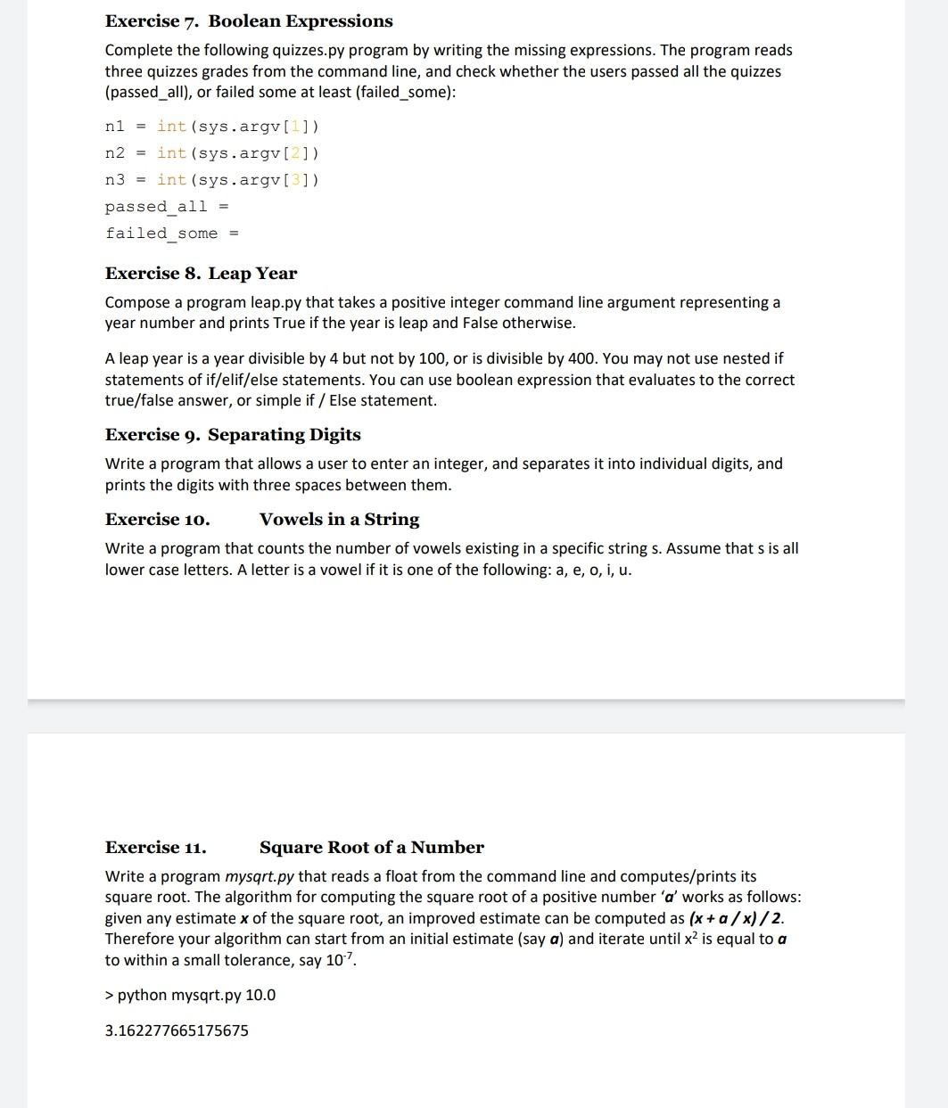 Solved Exercise 7. Boolean Expressions Complete the | Chegg.com