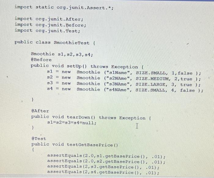 Solved import static org.junit. Assert.*; import org.junit. | Chegg.com