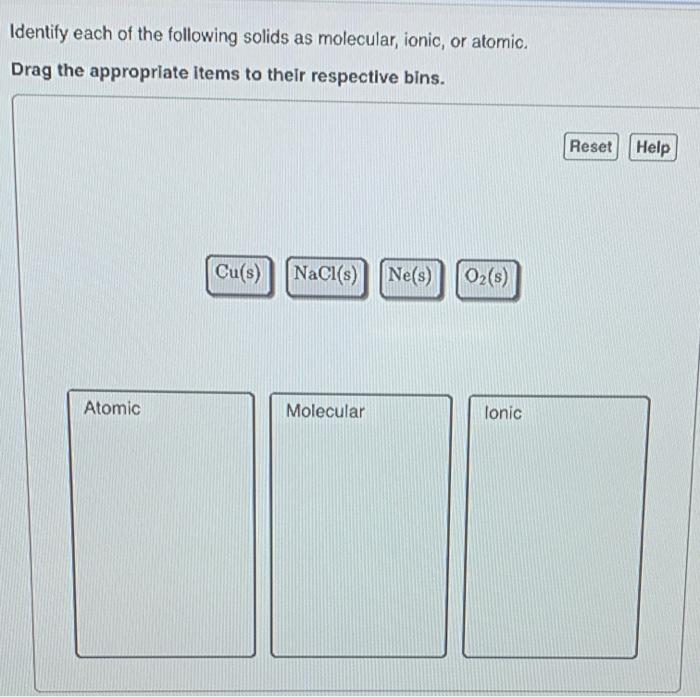 Solved Identify each of the following solids as molecular, | Chegg.com