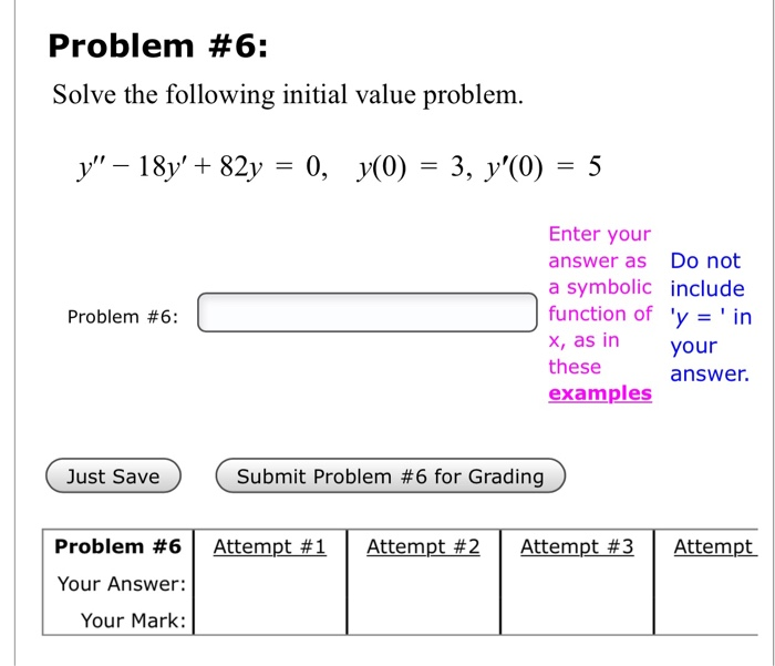 Solved Problem #6: Solve the following initial value | Chegg.com