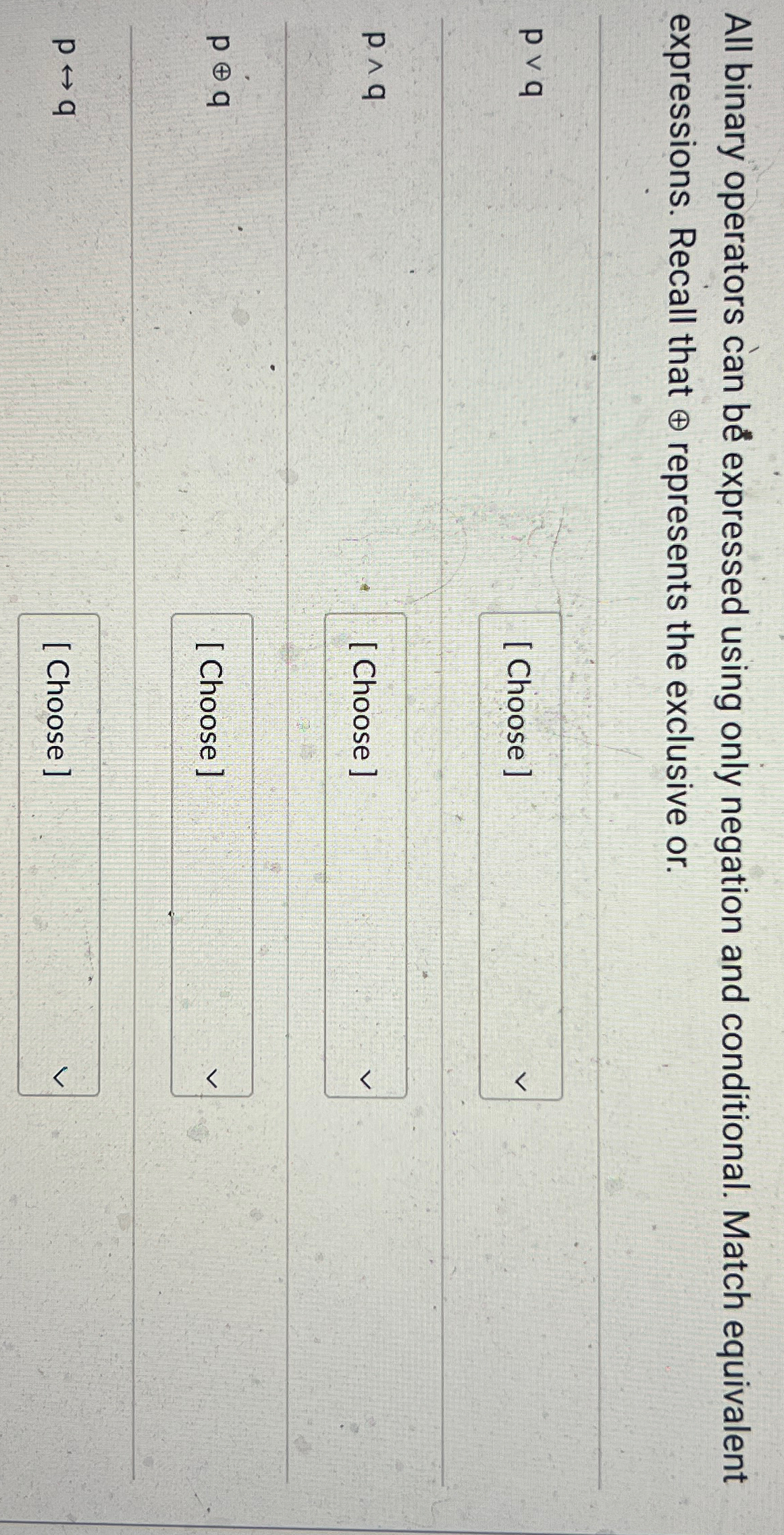 All binary operators can bé ﻿expressed using only | Chegg.com