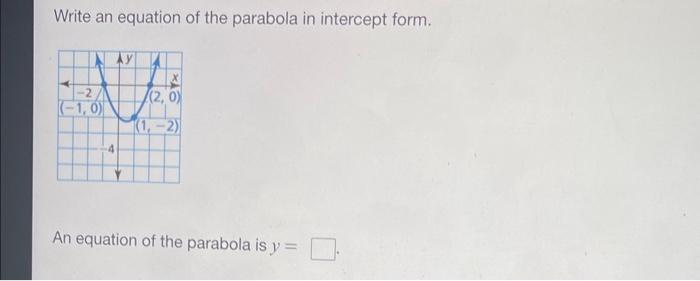 intercept form of a parabola