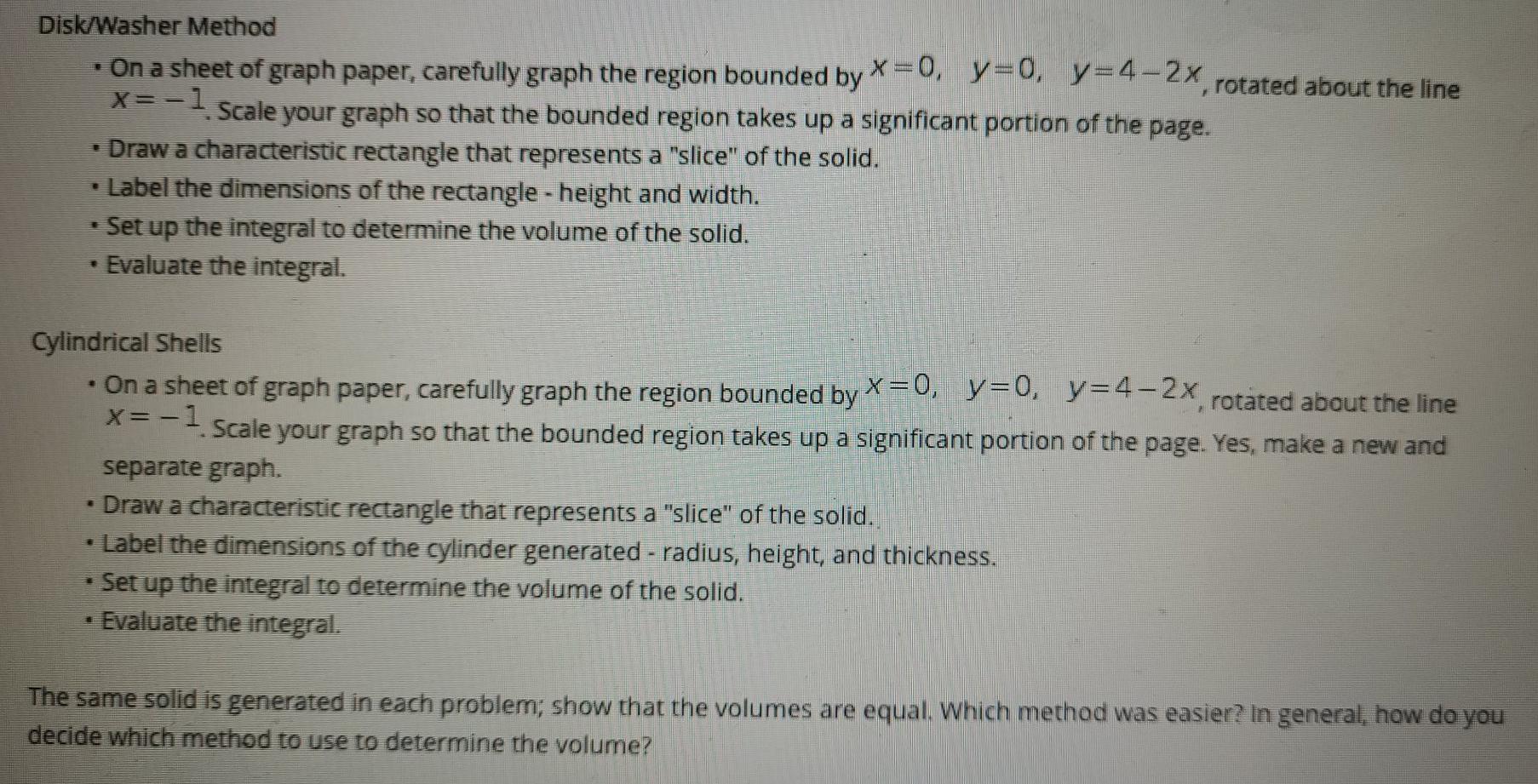 Solved Disk/Washer Method · On a sheet of graph paper,