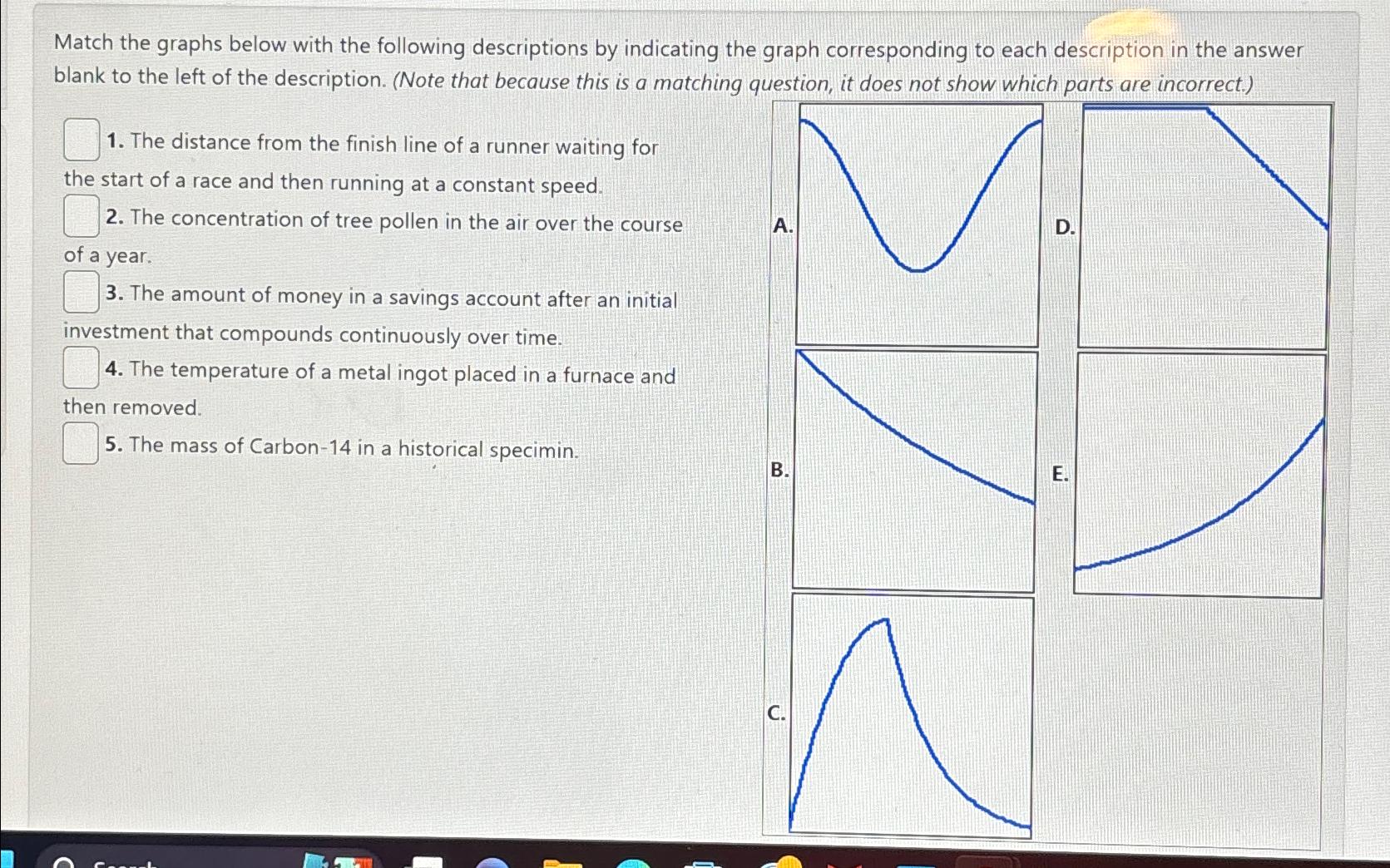 Solved Match The Graphs Below With The Following | Chegg.com