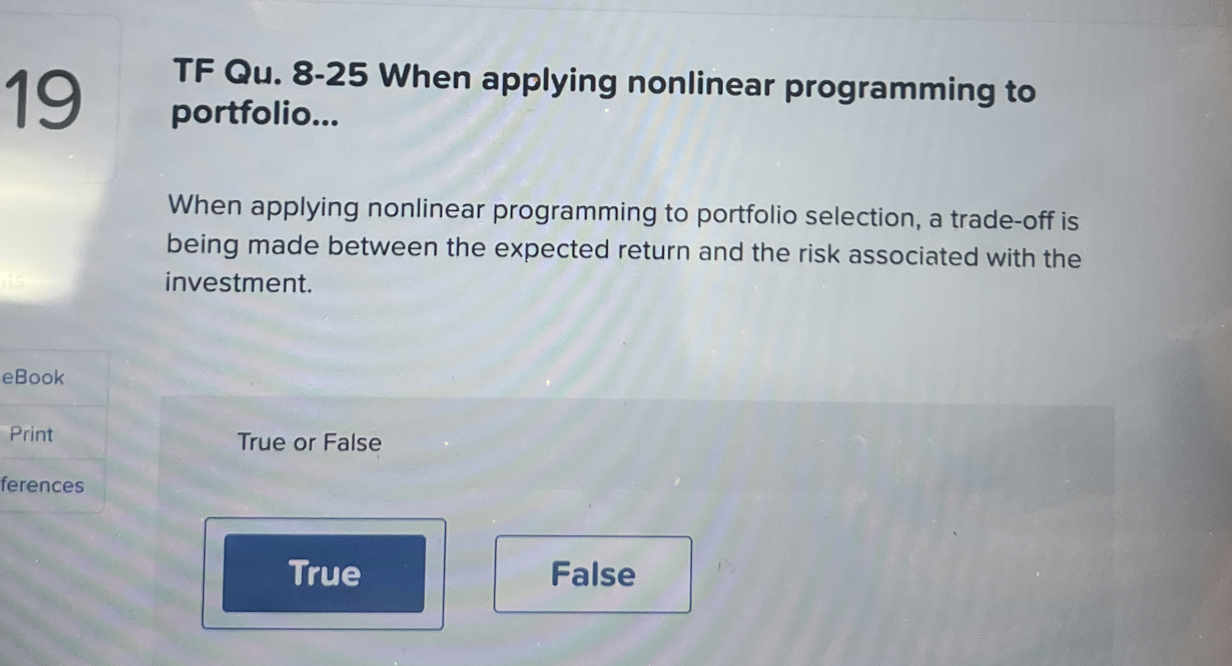Solved 1TF Qu. 8-25 ﻿When applying nonlinear programming to | Chegg.com