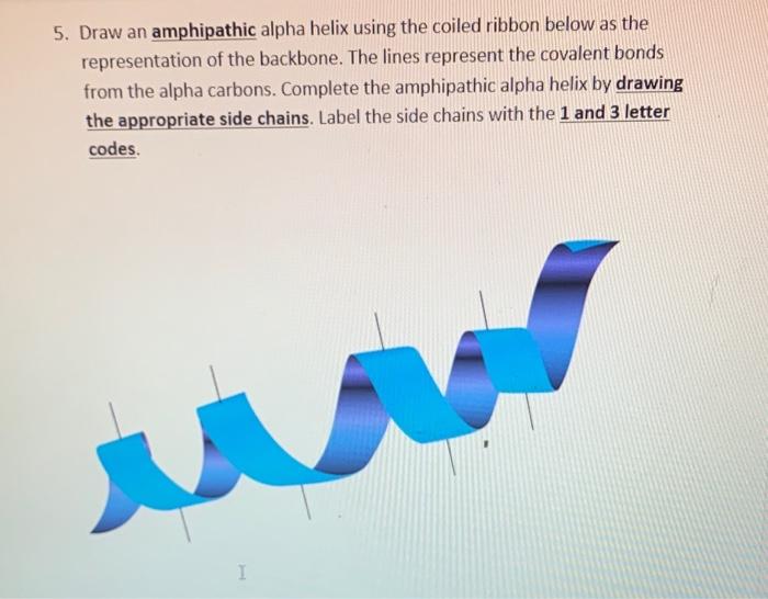 Solved 5 draw an amphipathic alpha helix using the coiled chegg