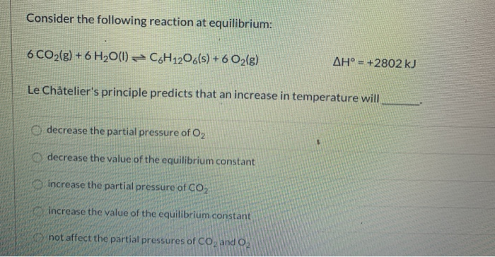 Solved Consider the following reaction at equilibrium: 6 | Chegg.com