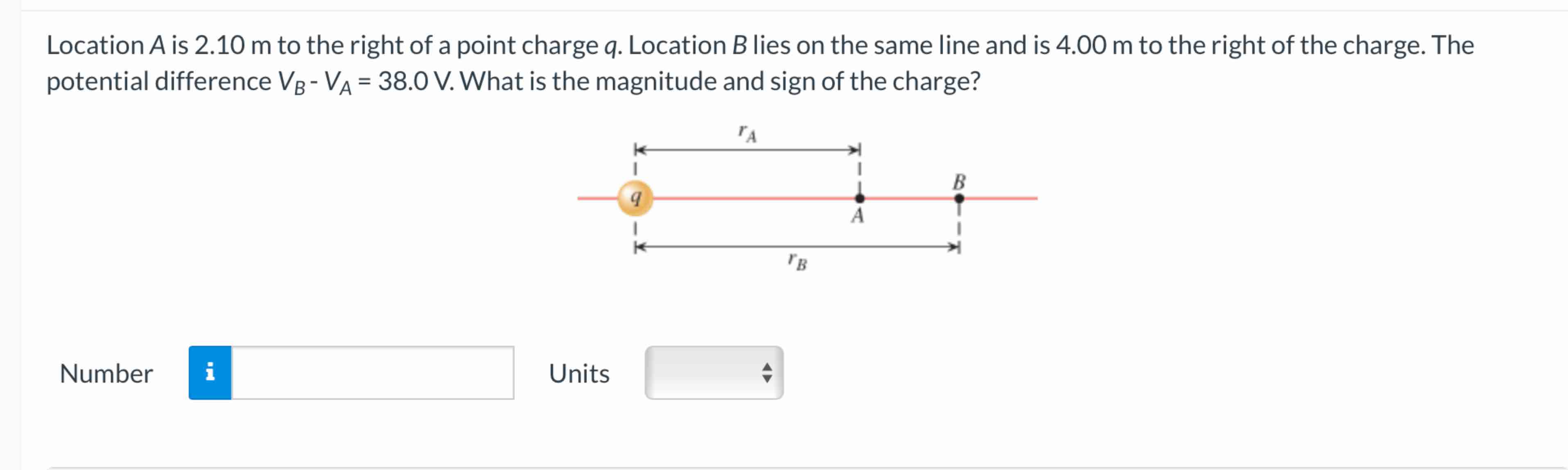 Solved Location A is 2.10 m to the right of a point charge | Chegg.com
