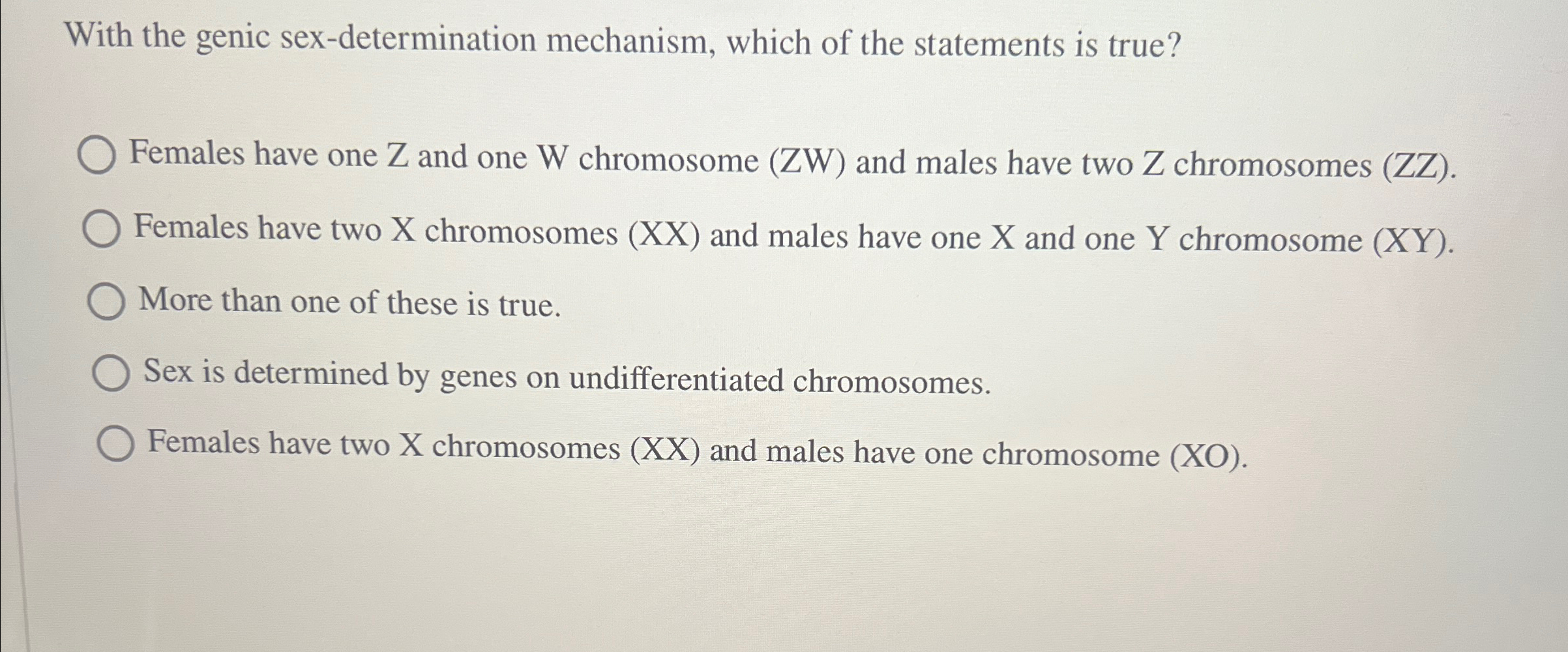 Solved With the genic sex-determination mechanism, which of | Chegg.com