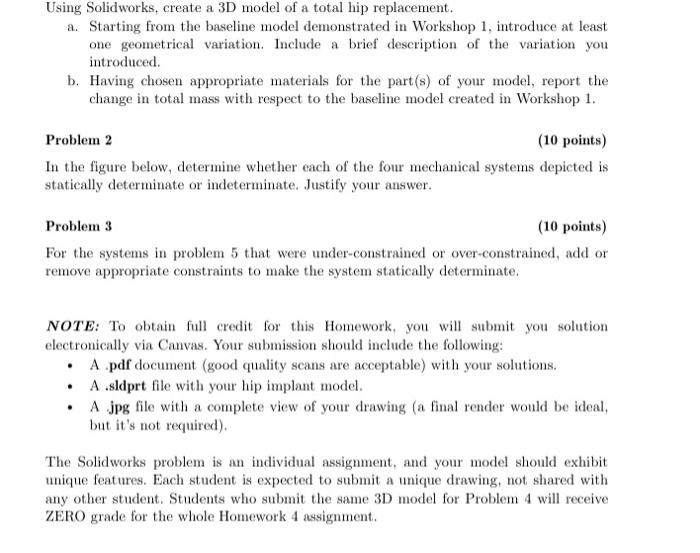 Problem 1 Using Solidworks, create a 3D model of a | Chegg.com