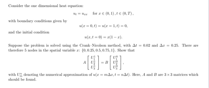 Solved Consider the one dimensional heat equation: U = Uzr | Chegg.com