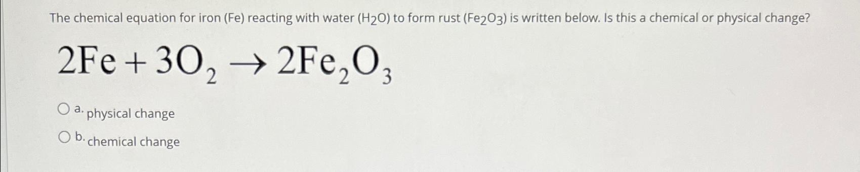 2Fe+3O2→2Fe2O3 | Chegg.com