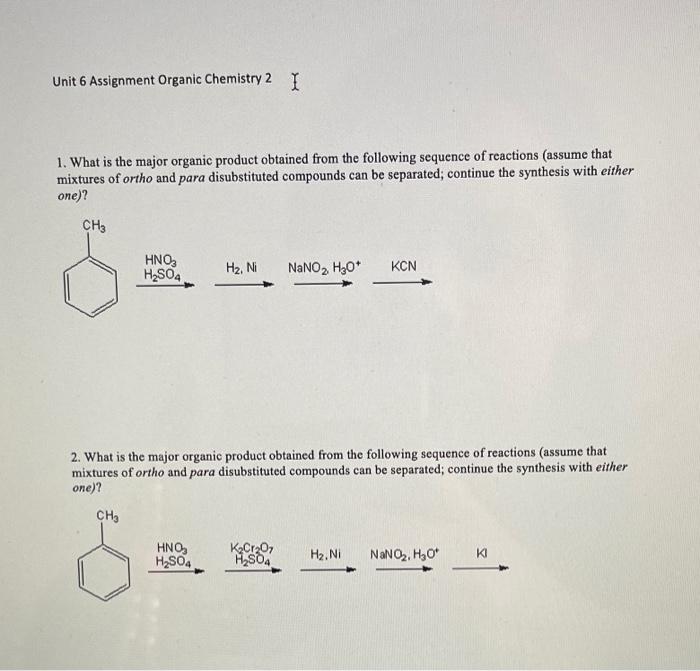 Solved Unit 6 Assignment Organic Chemistry 2 I 1. What is | Chegg.com