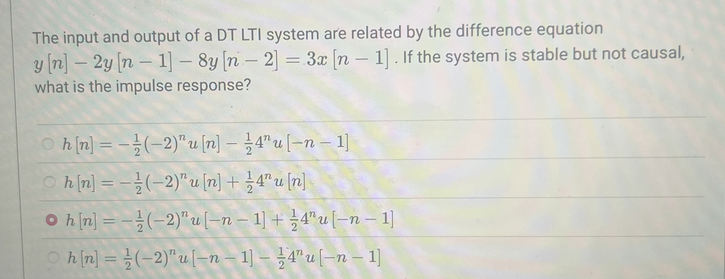 Solved The input and output of a DT LTI system are related | Chegg.com