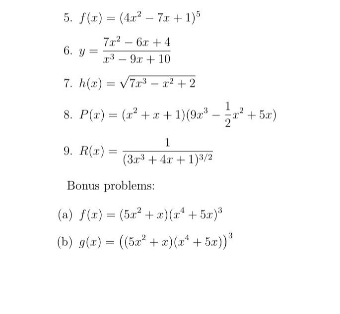 Solved Before Calculating Each Derivative Discuss Your