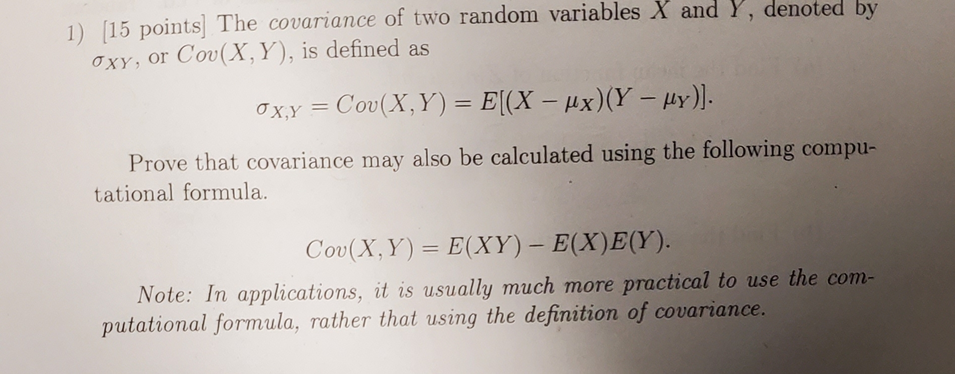 Solved How to solve The covariance of two random variables x | Chegg.com