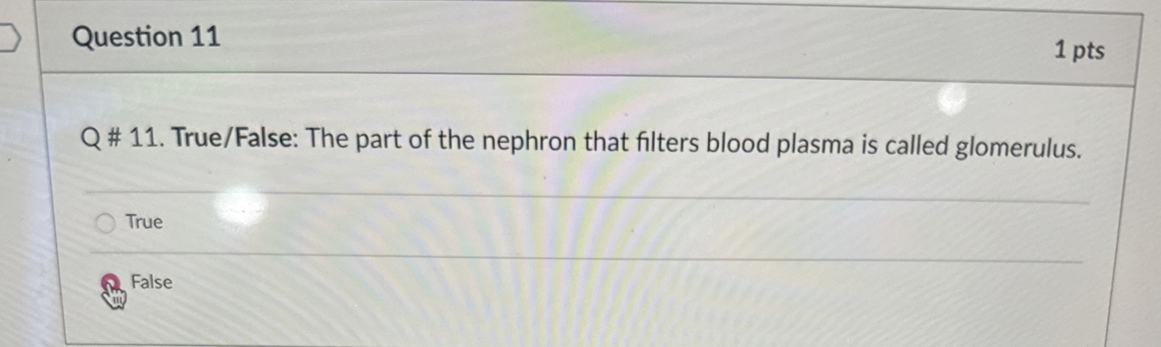 Solved Question 111 ﻿ptsQ# 11. ﻿True/False: The Part Of The | Chegg.com