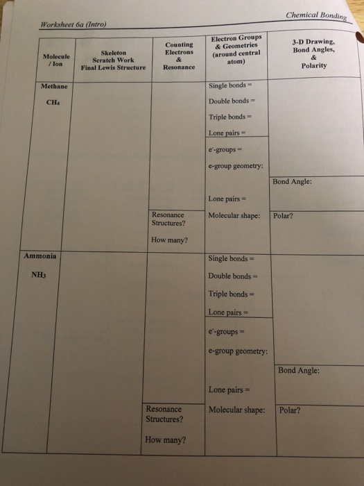 Worksheet Chemical Bonding Ionic Covalent Remember