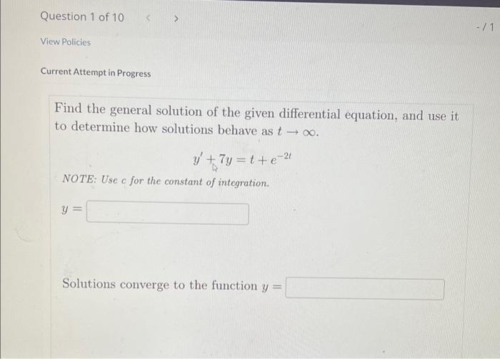 Solved Question 1 Of 10 View Policies Current Attempt In | Chegg.com