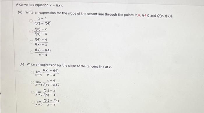 Solved A Curve Has Equation Y F X A Write An Expression