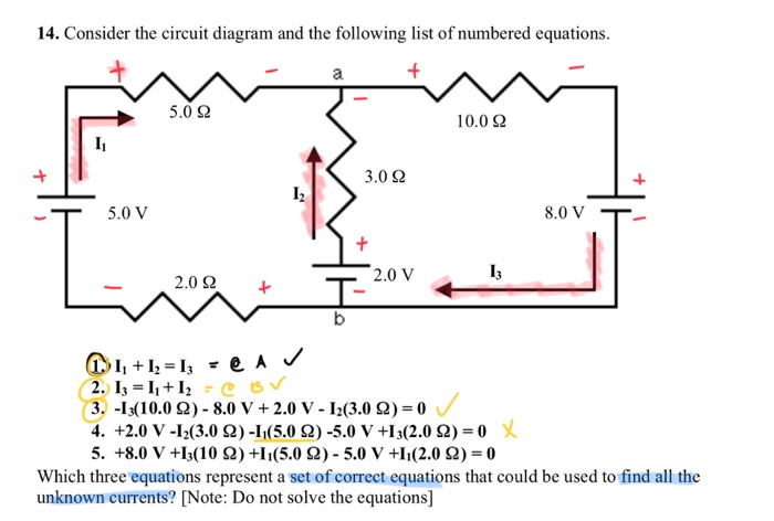 Solved 14. Consider the circuit diagram and the following | Chegg.com