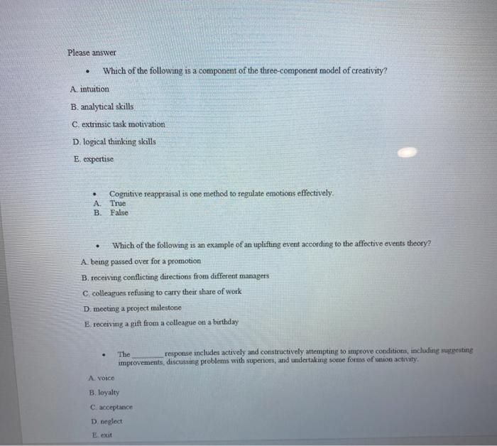 Solved Please answer . Which of the following is a component | Chegg.com