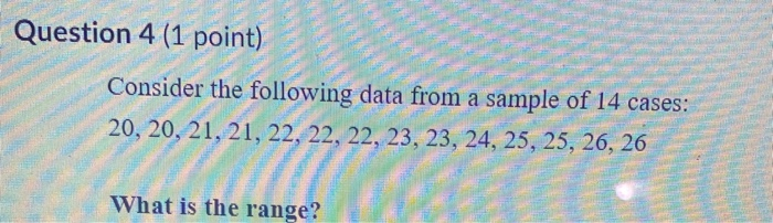 Solved Question 4 (1 point) Consider the following data from | Chegg.com