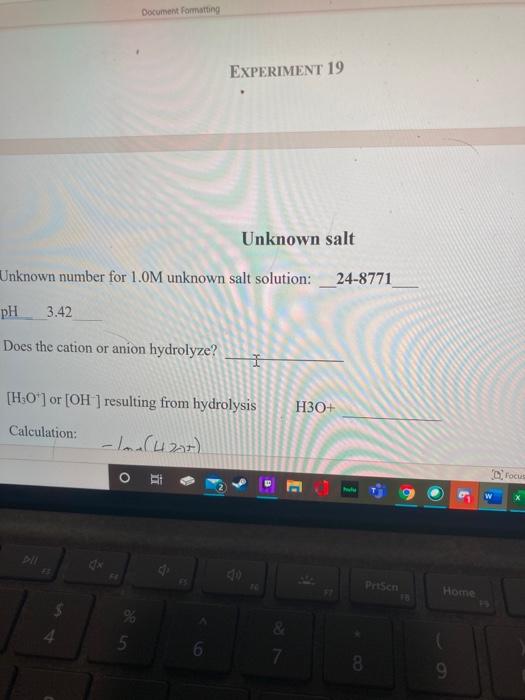 Solved Document Formatting EXPERIMENT 19 Unknown salt | Chegg.com