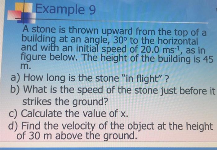 Solved A stone is thrown upward from the top of a building | Chegg.com