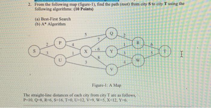 Solved 2. From the following map (figure-1), find the path | Chegg.com