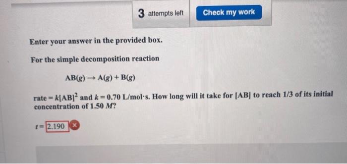 Solved 3 attempts left Check my work Be sure to answer all | Chegg.com