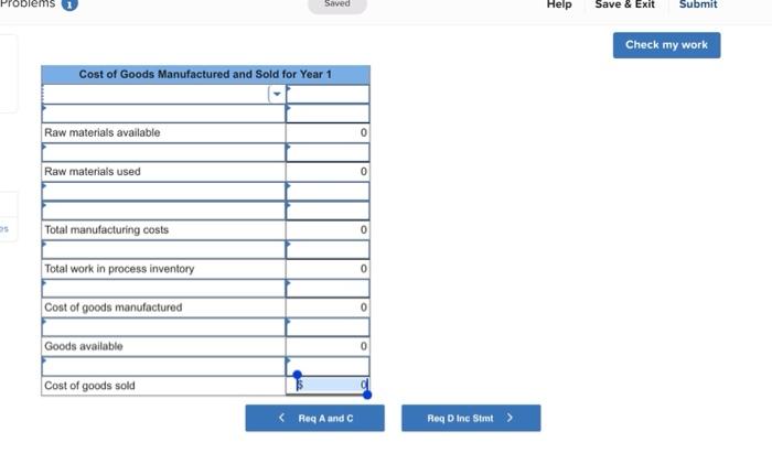 Solved Problems Saved Help Save & Exit Submit Check my work | Chegg.com