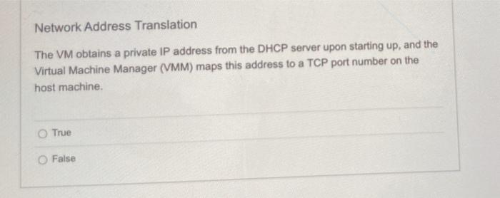 Solved Network Address Translation The VM obtains a private | Chegg.com