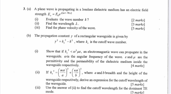Solved 3. (a) A plane wave is propagating in a lossless | Chegg.com