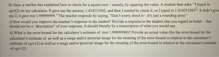 Solved In class, a teacher has explained how to check for a | Chegg.com
