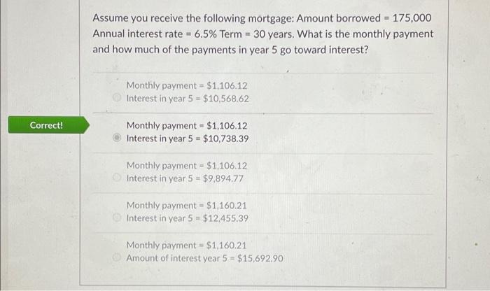 Solved Assume you receive the following mortgage: Amount | Chegg.com