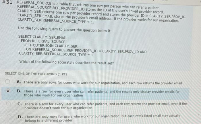 Solved #40 Use the following query to answer the question | Chegg.com