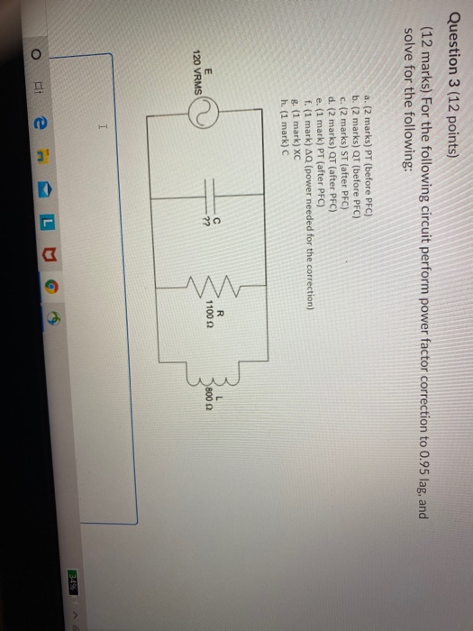 Solved Question 3 (12 points) (12 marks) For the following | Chegg.com