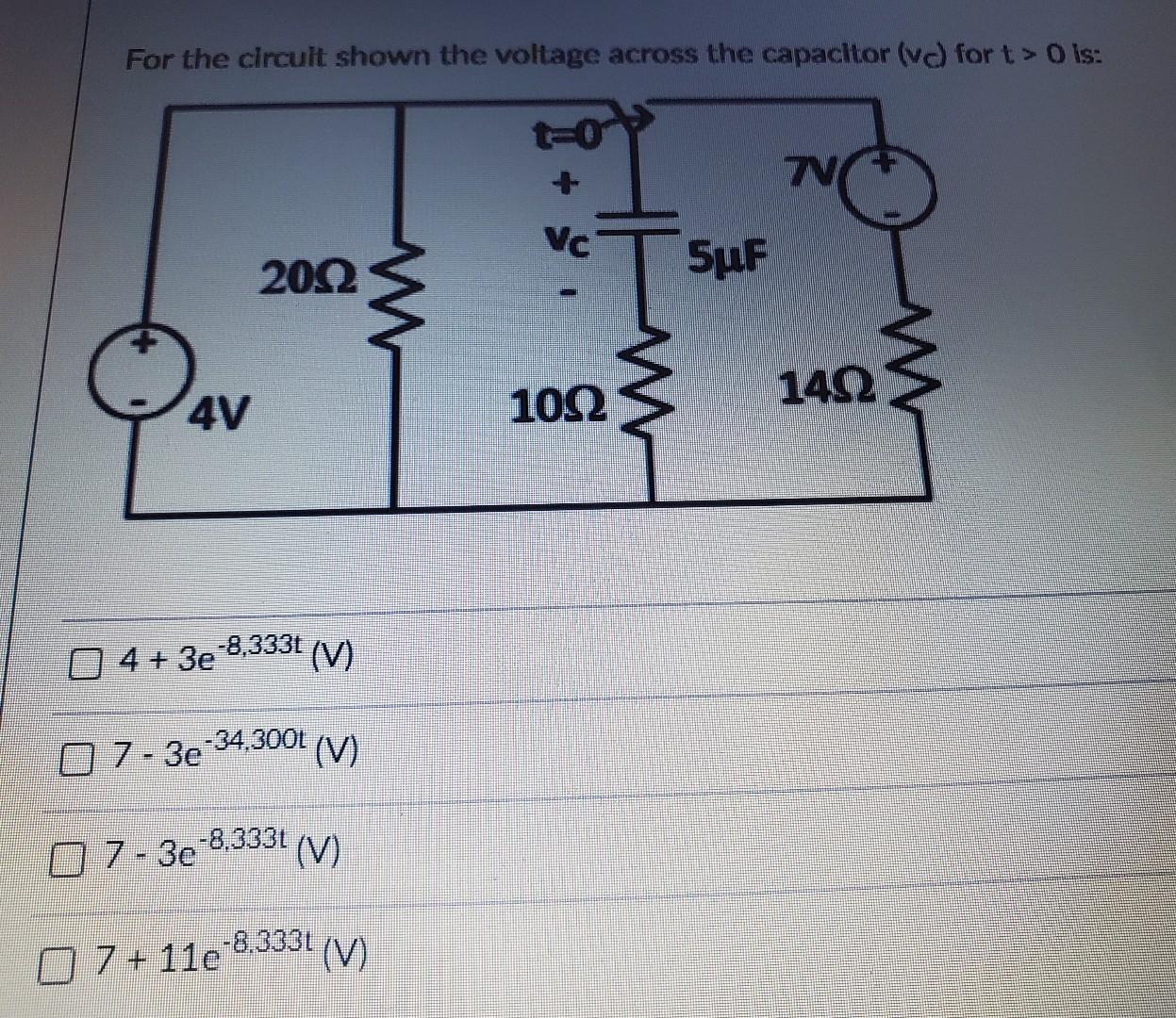 Solved For the circuit shown the voltage across the | Chegg.com