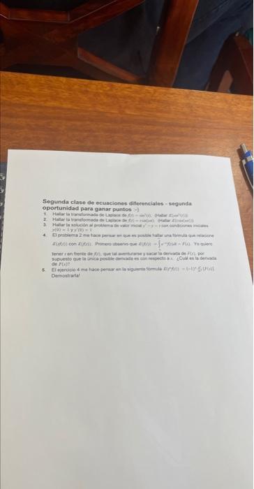 Segunda clase de ecuaciones diferenciales = sequnda oportunidad para gartar puntos - -1 de Mis)?