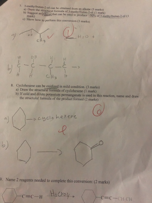 Solved 7. 3methylbutan2ol can be obtained from an alkene