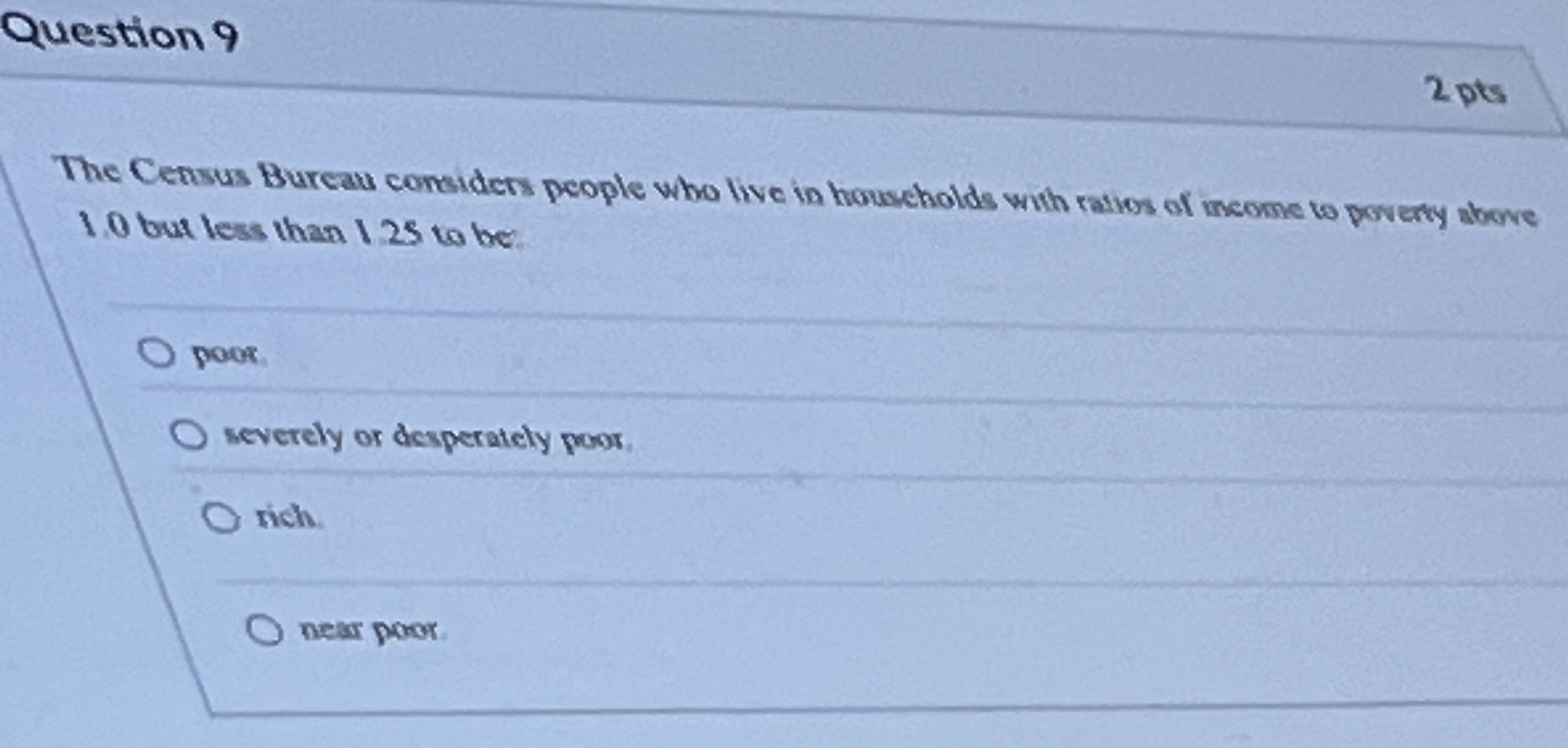 Solved Question 92 ﻿ptsThe Census Bureaus comsiders people | Chegg.com