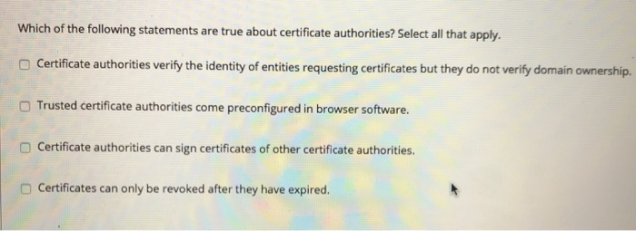 Solved: Which Of The Following Statements Are True About C... | Chegg.com