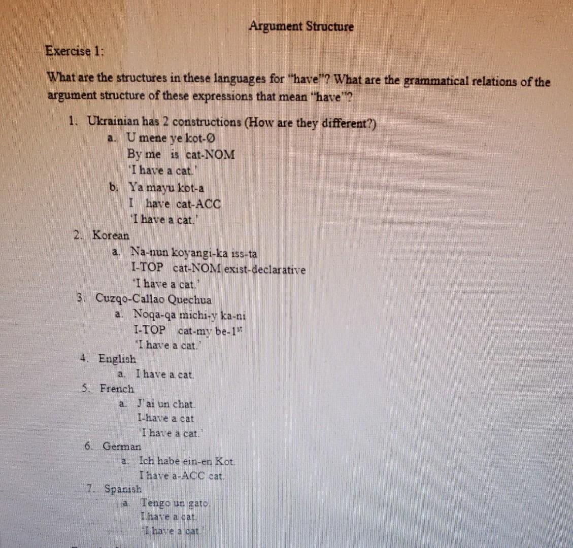 Argument Structure Exercise 1 What Are The Chegg Com