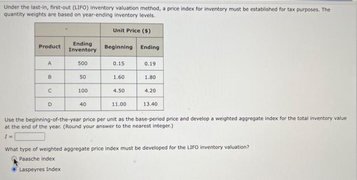 Solved Under The Last-in, First-out (LIFO) Inventory | Chegg.com