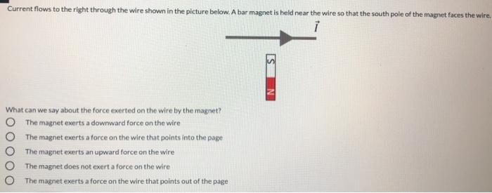 Solved Current flows to the right through the wire shown in | Chegg.com