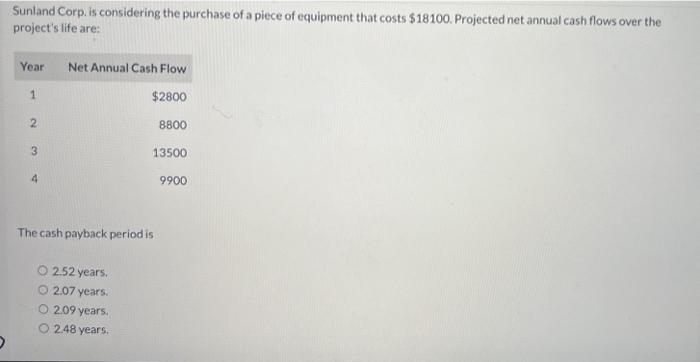 Solved Sunland Corp. Is Considering The Purchase Of A Piece | Chegg.com