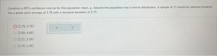 Solved Construct a 98% confidence interval for the | Chegg.com